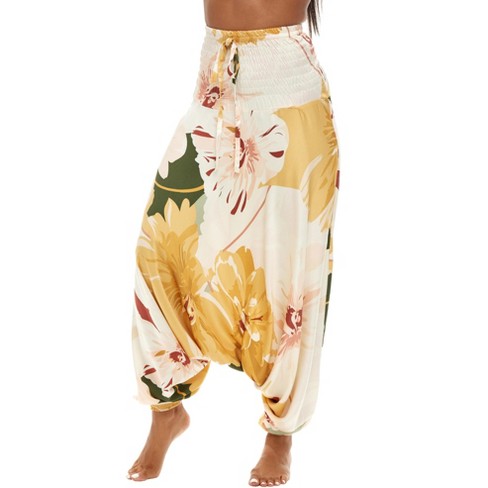 Adr Women's Harem Pants With Wide Elastic Waist, Boho Style Lounge