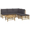 vidaXL Bamboo Patio Lounge Set, 6 Piece Outdoor Furniture with Dark Gray Cushions, Modular Garden Sofa Set with Sturdy Table - 3 of 4