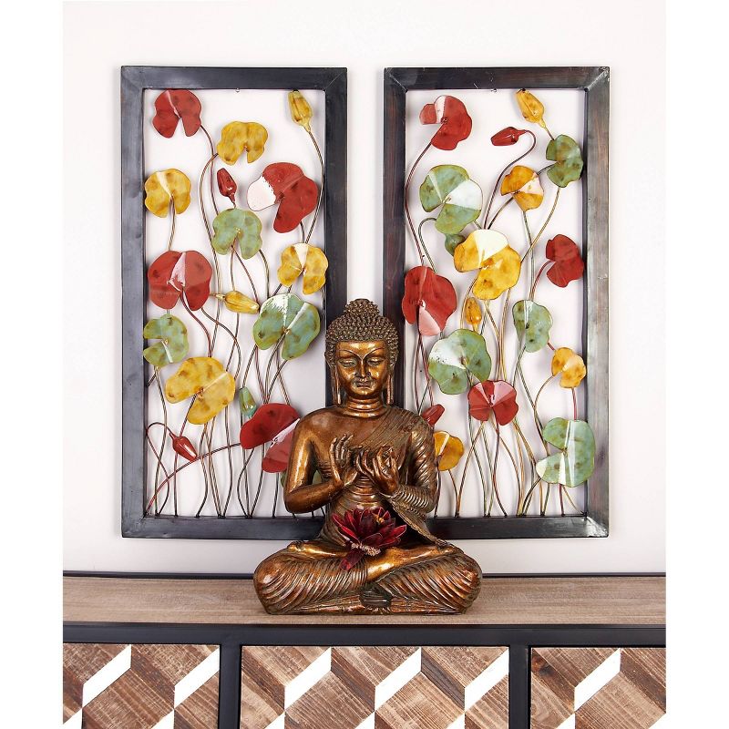 Metal Floral Wall Decor with Black Frame Set of 2 - Olivia &#38; May, 2 of 7