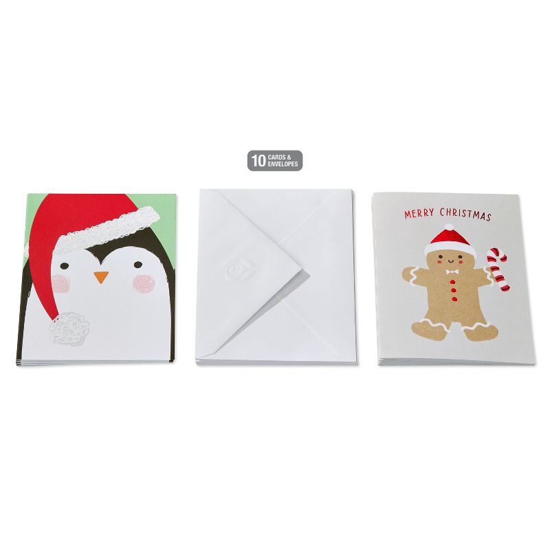 10ct Gingerbread Man and Penguin Dual Blank Christmas Cards, 3 of 7