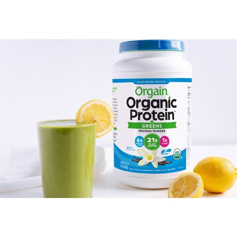 Orgain Organic Vegan Protein &#38; Greens Plant Based Powder - Vanilla Bean - 31oz, 6 of 8