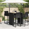 vidaXL Patio Bar Table with Acacia Wood Top Black 41.3"x31.5"x43.3" Poly Rattan - 3 of 4