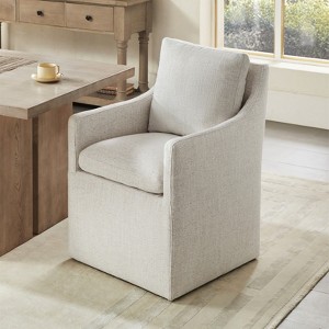 Spruce&Spring Dining Arm Chair with Caster Wheels Fabric Fully Assembled, Single - 1 of 4