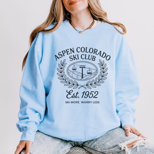 Aspen Colorado Ski Club Laurel Leaves - Women's Lightweight Garment Dyed Sweatshirt - 1 of 4