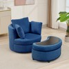 Hyleory Corduroy 360 degree swivel chair, Accent Chair with Ottoman Set, Mid Century Modern Barrel Armchair, Upholstered Club Tub Round Arms Chair - 2 of 4