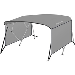 Bimini Top for Boats 8ft Long, Boat Canopy with 1" Aluminum Frame, Zippered Curtains, Gray - 1 of 4