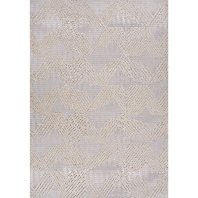 Ivory Geometric Art Deco 8' x 10' Reversible Synthetic Area Rug