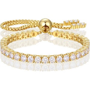 Moissanite Tennis Bracelet 1.5-7.7 ct, 18K White Gold Plated over 925 Silver, Adjustable D Color VVS1 Round Cut, Gift for Wife - 1 of 4