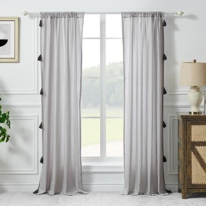 Greenland Home Fashion Monterrey 3" Rod Pocket Light Filtering Curtain Panel Pair Each Panel 42" x 84" Gray - 1 of 4