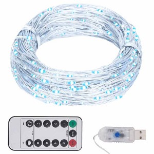 Aghana Digitals 15m Cool White Copper LED String Lights with 8 Modes, Remote Control & USB Power - 1 of 4