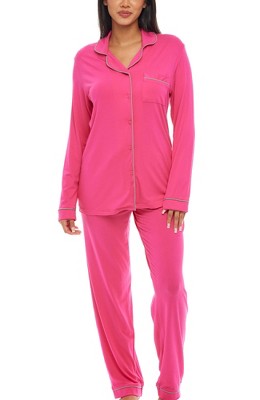 ADR Women's Soft Knit Jersey Pajamas Lounge Set, Long Sleeve Top and Pants with Pockets