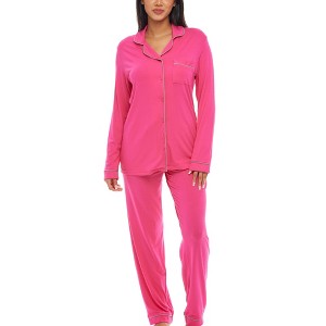 ADR Women's Soft Knit Jersey Pajamas Lounge Set, Long Sleeve Top and Pants with Pockets - 1 of 4