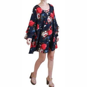 Women's Criss Cross Layered Ruffle Sleeve Floral Dress - umgee - 1 of 3