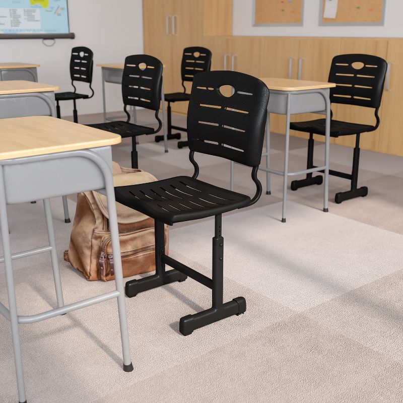 Flash Furniture Adjustable Height Black Student Chair with Black Pedestal Frame, 3 of 14