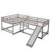 PAGED Full Size Loft Bed Simple Modern Metal Bed Frame with Desk, 3 Linen Drawers, LED and Guardrail for Bedroom - 2 of 4