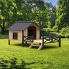 Whisen All-Weather Large Dog House & Dog Kennel with Asphalt Roof, Porch, Waterproof Door Curtain, Dual Openings - Natural - 2 of 4
