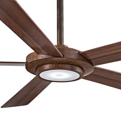52" Distressed Koa LED Ceiling Fan with Remote and Reversible Blades