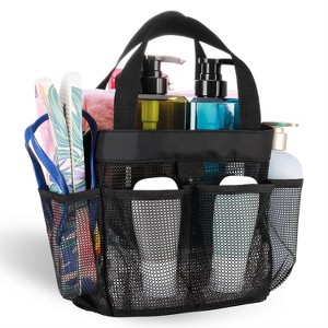 LunaLulinlk Natural Mesh Shower Storage Basket, Portable for Bathroom and Gym, Hanging Storage Basket, Quick Dry Toiletry Bag (8 Pockets | Black) - 1 of 4