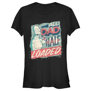 Juniors Womens The Simpsons Father's Day Homer Simpson All Dad Half Loaded T-Shirt - 1 of 4