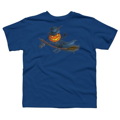 Boy's Design By Humans Halloween flying pumpkin By officegeekshop T-Shirt