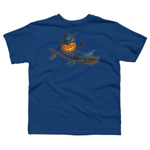 Boy's Design By Humans Halloween flying pumpkin By officegeekshop T-Shirt - 1 of 2