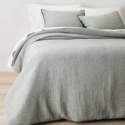 Full/queen Textured Chambray Cotton Comforter & Sham Set Warm Brown -  Casaluna™ : Target