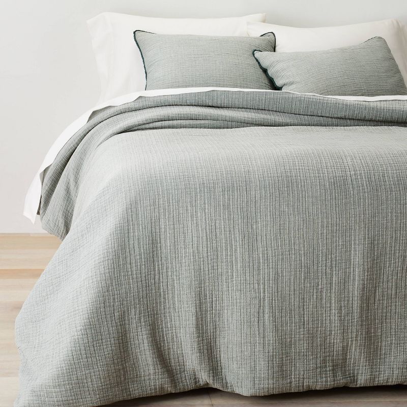 Textured Chambray Cotton Comforter & Sham Set - Casaluna™, 1 of 14