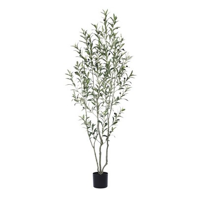 Kazeila Artificial Plastic Olive Tree in Pot, Pre Potted Faux Greenry Olive Tree for Home Decor