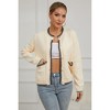 V For City Women's Knit Round Neck Long Sleeve Button Down Cardigan with Contrast Trim and Pockets - 3 of 4