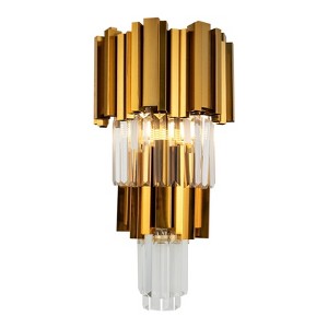 YIYIBYUS Modern Crystal Wall Sconce Lighting 2-Light Gold Wall lamp for Living Room - 1 of 4