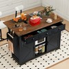 Zeus & Ruta 53.7" Farmhouse Kitchen Island with Power Outlet, 2 Sliding Barn Door Kitchen Storage Island with Drop Leaf - 3 of 4