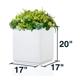 Wallowa Weather Resistant Square Metal Planter Box with Drainage Hole for Large Plants and Trees White 17"x17"x20" - 1 of 4
