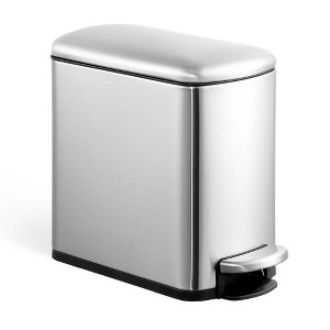 6L / 1.6Gal Small Bathroom Step Trash Can with Soft Close Lid, Step Pedal Garbage Can - 1 of 4