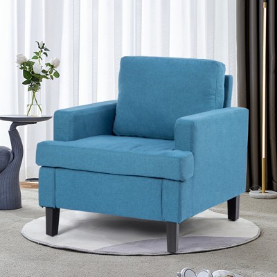 DOMETOUR Linen Fabric Single Armchair, Modern Upholstered Sofa Chair for Living Room Bedroom