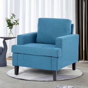 DOMETOUR Linen Fabric Single Armchair, Modern Upholstered Sofa Chair for Living Room Bedroom - 1 of 4