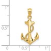 Black Bow Jewelry 14k Yellow Gold Polished Anchor and Rope Pendant - 4 of 4