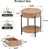 Homhougo Round End Table Nightstand Wood Side Table with Drawer Accent Bedside Farmhouse Tables Brown - 2 of 4
