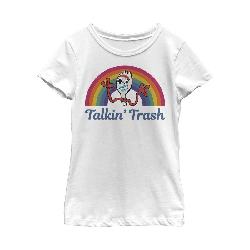 Girl's Toy Story Forky Talkin' Trash Rainbow T-Shirt, 1 of 5