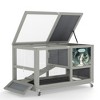 Resenkos 2-Tier Rabbit Hutch, Wooden Cage with Rollers, Removable Roof, Stairs, Easy-Clean Tray, Guinea Pig Home, Gray With Colorful Patterns - 3 of 4