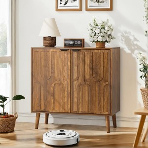 Chic Crate 31.5" Farmhouse Coffee Bar Cabinet with Storage, Walnut Sideboard Buffet for Entryway & Kitchen - 1 of 4