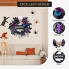 22'' Halloween Wreath for Front Door, Halloween Skull Wreath, Spooky Halloween Wreaths with Black, Blue, Purple Flowers, Halloween Props Decoration - 3 of 4
