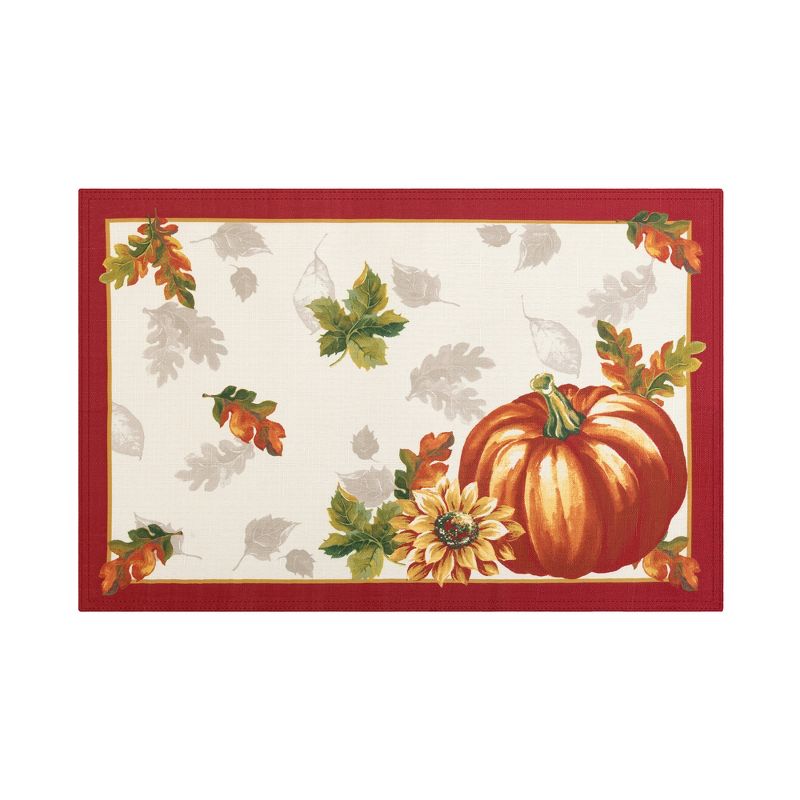 Swaying Leaves Bordered Fall Placemat, Set of 4 - 13" x 19" - Red/White - Elrene Home Fashions, 3 of 5