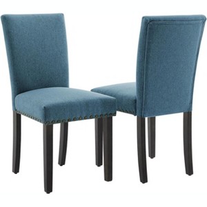 Dining Chairs Set of 2, Upholstered  Diner Room Chair Sets, Fabric Kitchen Chairs with Nailhead Wood Legs and Padded Cushion, for Living Room - 1 of 4