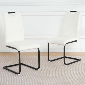 Sapphtopaz Modern Simple Dining Chairs Set, Faux Leather Padded Seat Kitchen Chairs with Chrome Metal Legs for Dining Room, Kitchen - 1 of 4