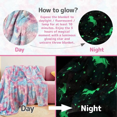 Glow in the Dark Unicorn Microfiber Kids Blanket