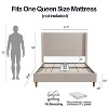 GDFStudio Eveleth 54" Headboard Queen Upholstered Bed with Solid Wood Legs, Light Gray - 3 of 4