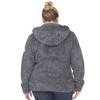 Plus Size Hooded High Pile Fleece Jacket - White Mark - 3 of 4
