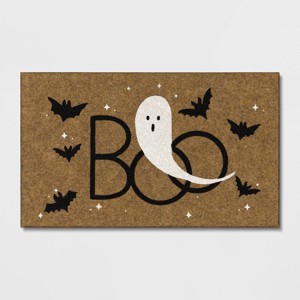 1'6"x2'6" Halloween 'Boo' Ghost Faux Coir Doormat Black/White - Hyde and EEK! Boutique™: Outdoor, Low Pile - 1 of 4