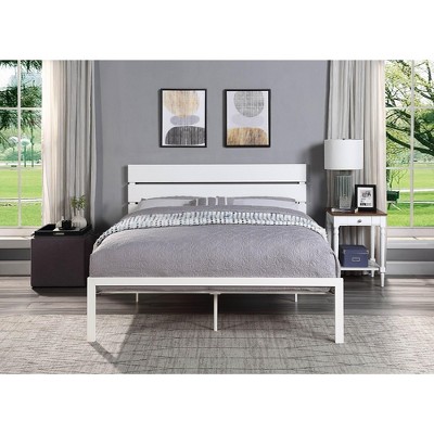 NicBex Modern Twin/Full/Queen Size Metal Platform Bed Frame with Headboard,Large Under Bed Storage,Strong Metal Slats,Easy Assembly,White/Black