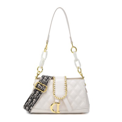 Shoulder Handbag for Women, Soft Quilted Clutch Purse Fashion Crossbody Bag With Pearl Chain